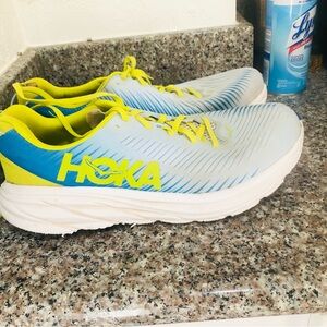 Hoka White and Yellow Athletic Shoes